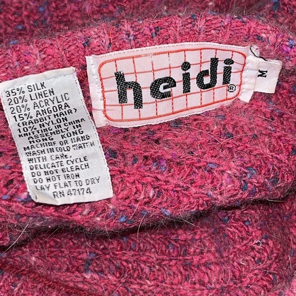 Heidi 80s Vintage Women’s Silk Angora Blend Pink Sweater Size M - Picture 3 of 4